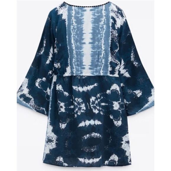 Zara Xsmall oversized Mini Tie-Dye Dress - Blue - Picture 16 of 16